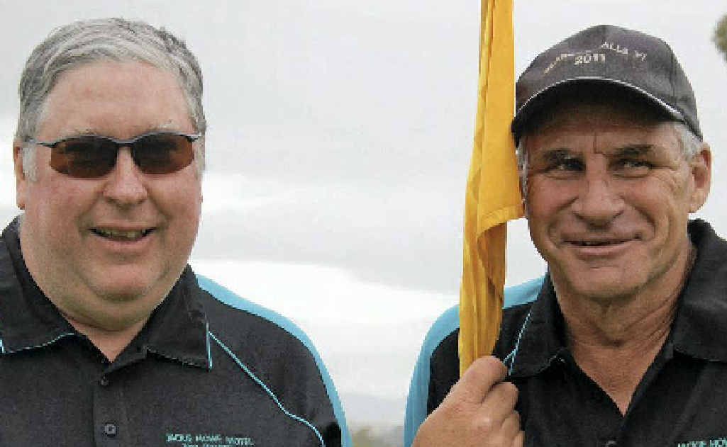 Runner-up Neil Carney and winner Don Warrener after the Jackie Howe Motel Shoot-out for Warwick Sporters Golf Club. Runner-up Neil Carney and winner Don Warrener after the Jackie Howe Motel Shoot-out for Warwick Sporters Golf Club.